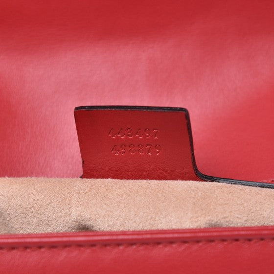 Calfskin Matelasse Small GG Marmont Shoulder Bag Hibiscus Red