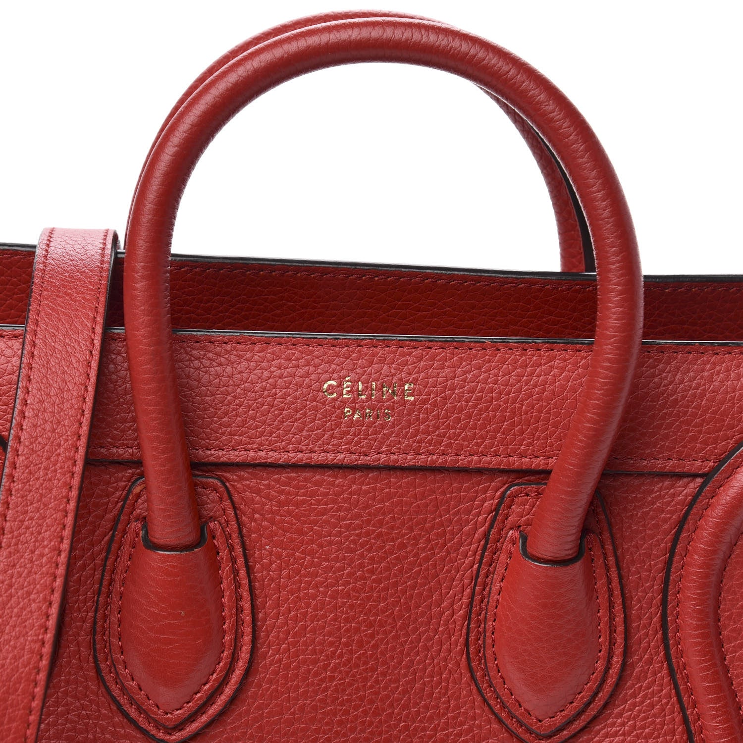 Celine Drummed Calfskin Nano Luggage Red 9 of 9