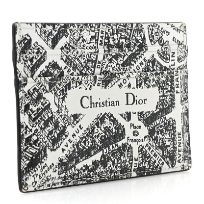 Christian Dior Calfskin Plan De Paris Print Card Holder White Black 3 of 12