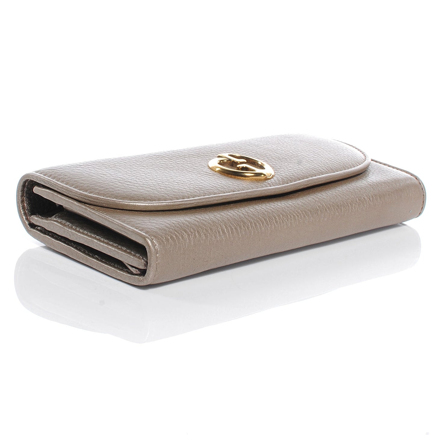 Metallic Cellarius Calfskin 1973 Continental Clutch Wallet Champagne