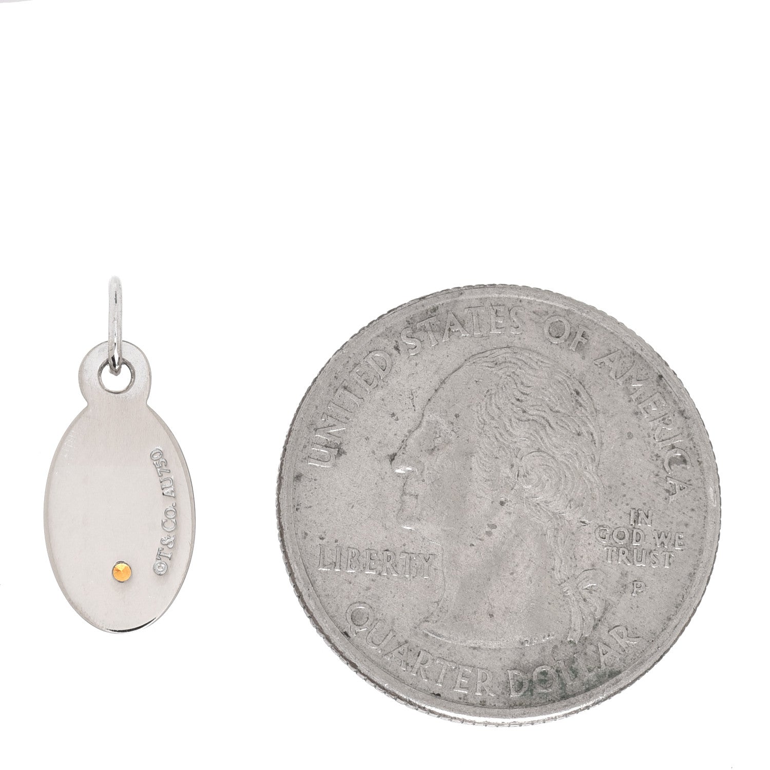 Tiffany 18K White Gold Garnet Oval Tag Charm 2 of 3