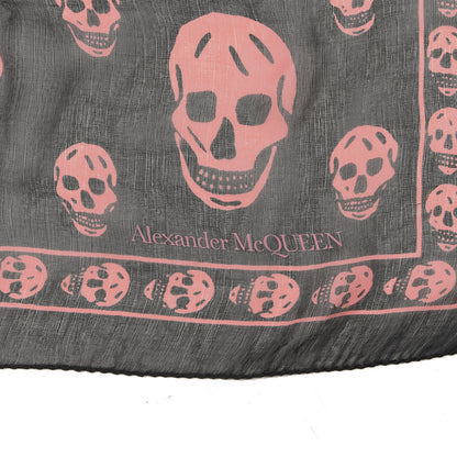 Alexander McQueen Silk Skull Scarf Black Pink 2 of 2