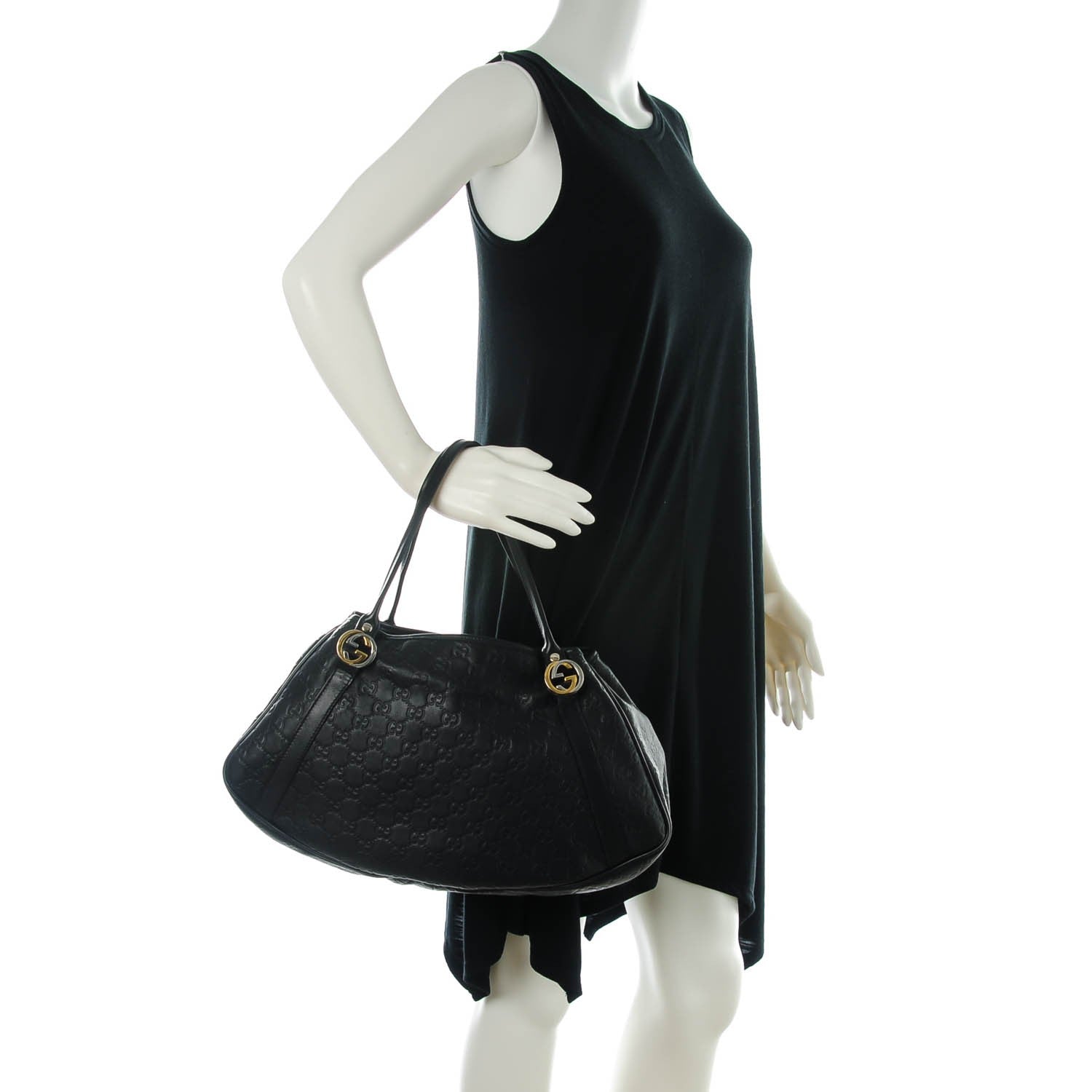 Gucci Guccissima Medium GG Twins Shoulder Bag Black 2 of 7