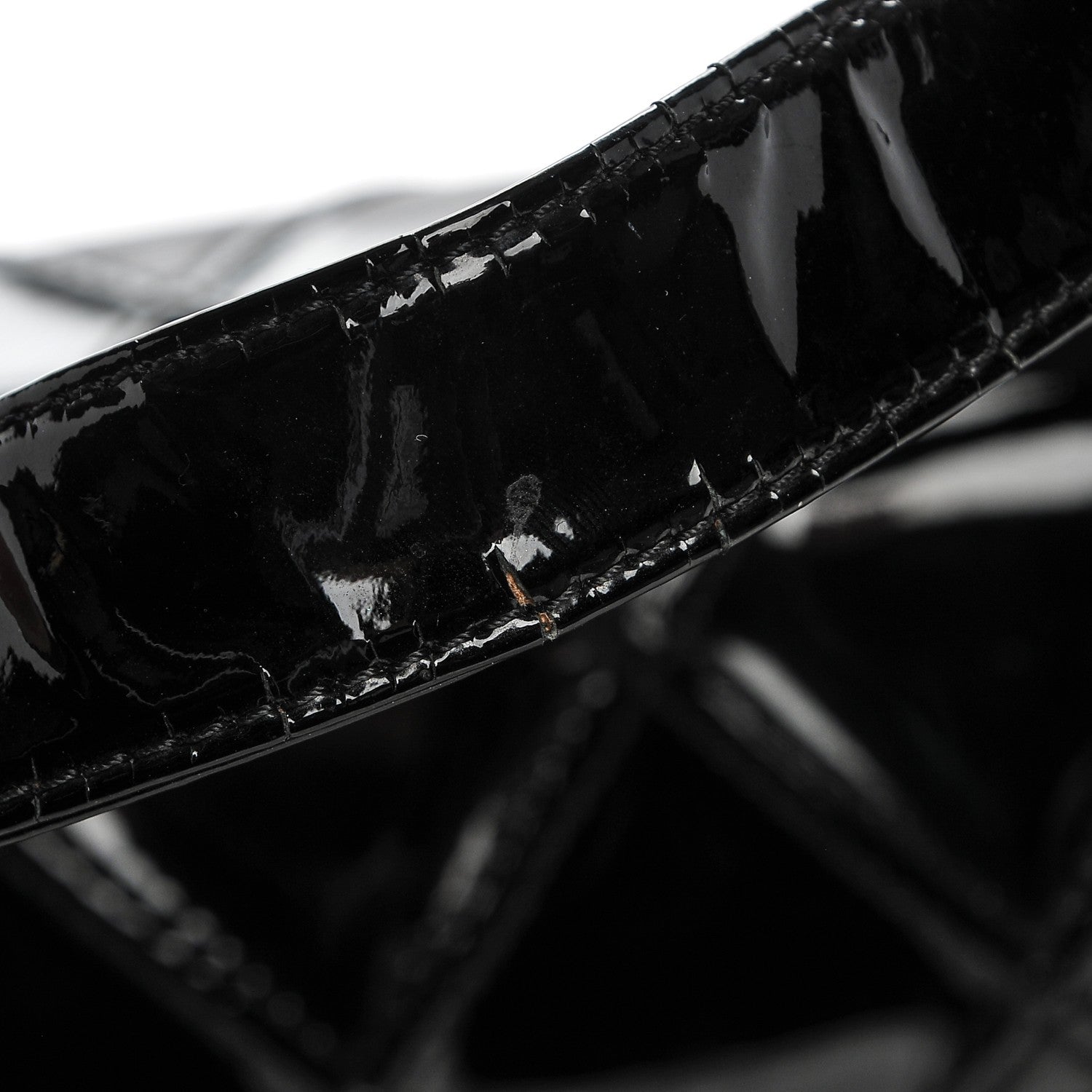 Chanel Patent Stitched Shoulder Flap Bag Black 11 of 12