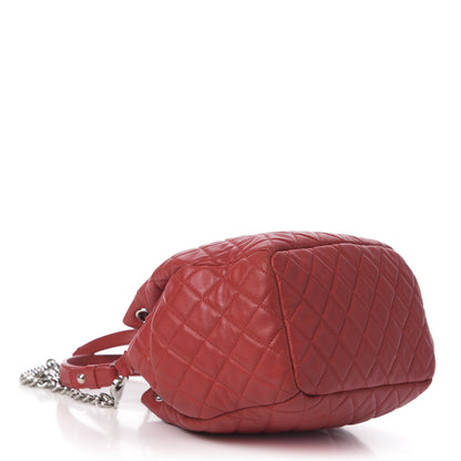 Chanel Lambskin Quilted Small CC Chain Drawstring Bucket Bag Red 4 of 15
