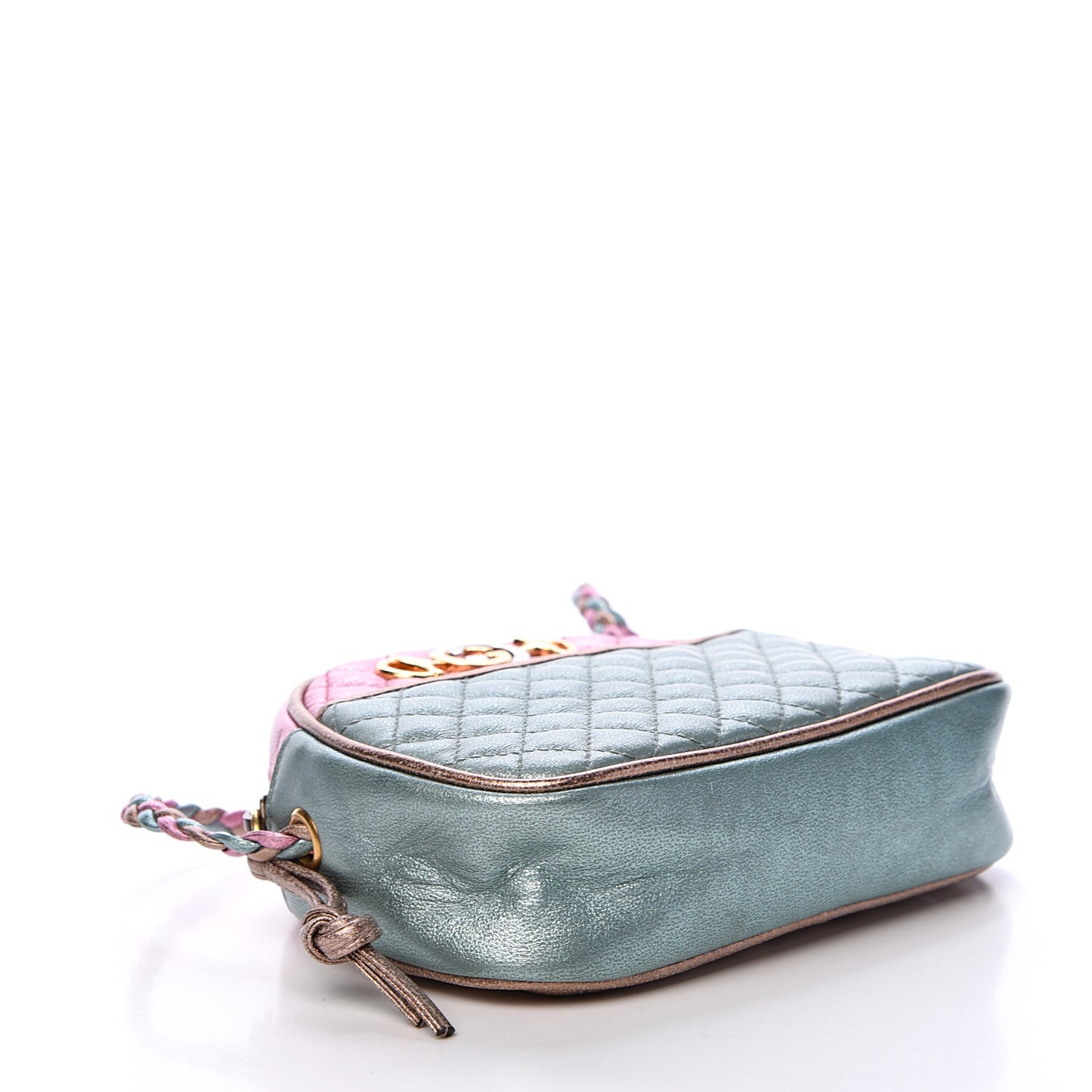 Laminated Nappa Trapuntata Mini Zumi Dome Shoulder Bag Rosa Lago Rame