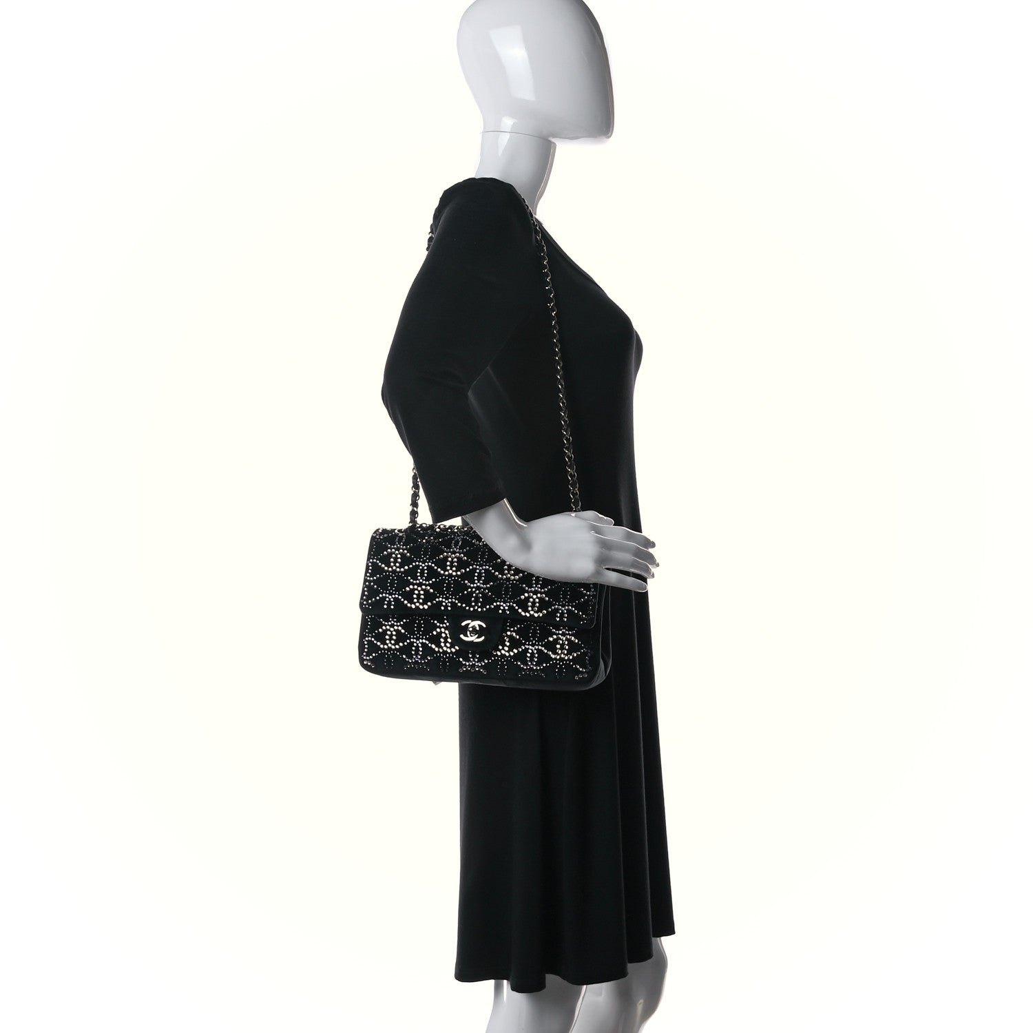 Chanel Velvet Crystal Medium Double Flap Black 3 of 9