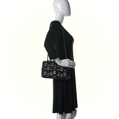 Chanel Velvet Crystal Medium Double Flap Black 3 of 9