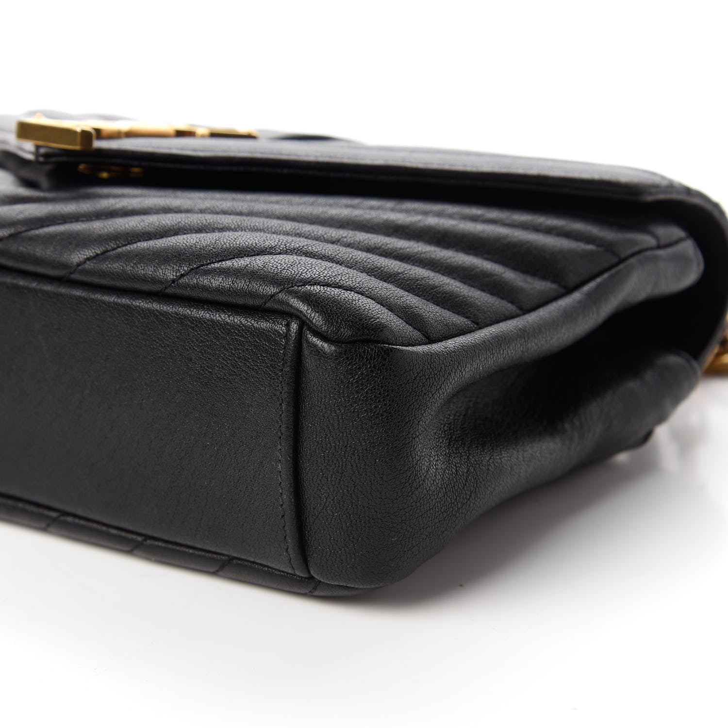 Saint Laurent Sheepskin Matelasse Chevron Monogram Medium College Bag Black 7 of 10