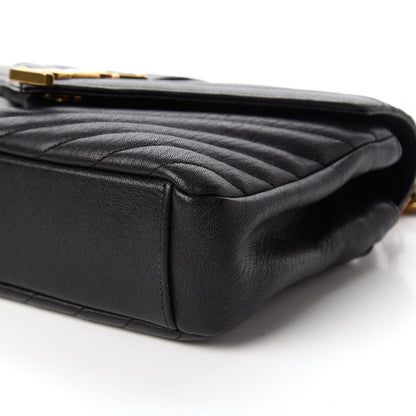 Saint Laurent Sheepskin Matelasse Chevron Monogram Medium College Bag Black 7 of 10