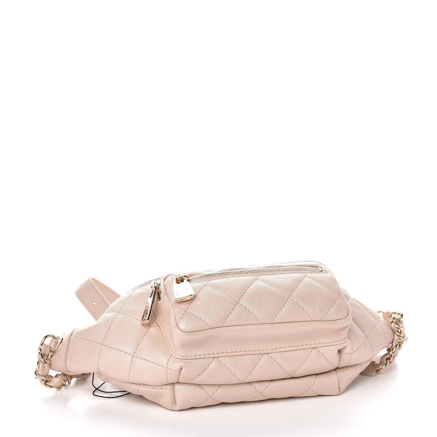 Iridescent Calfskin Quilted All About Waist Belt Bag Beige