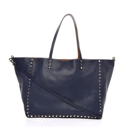 Valentino Garavani Pebbled Calfskin Medium Rockstud Reversible Tote Light Cuir Marine 6 of 12