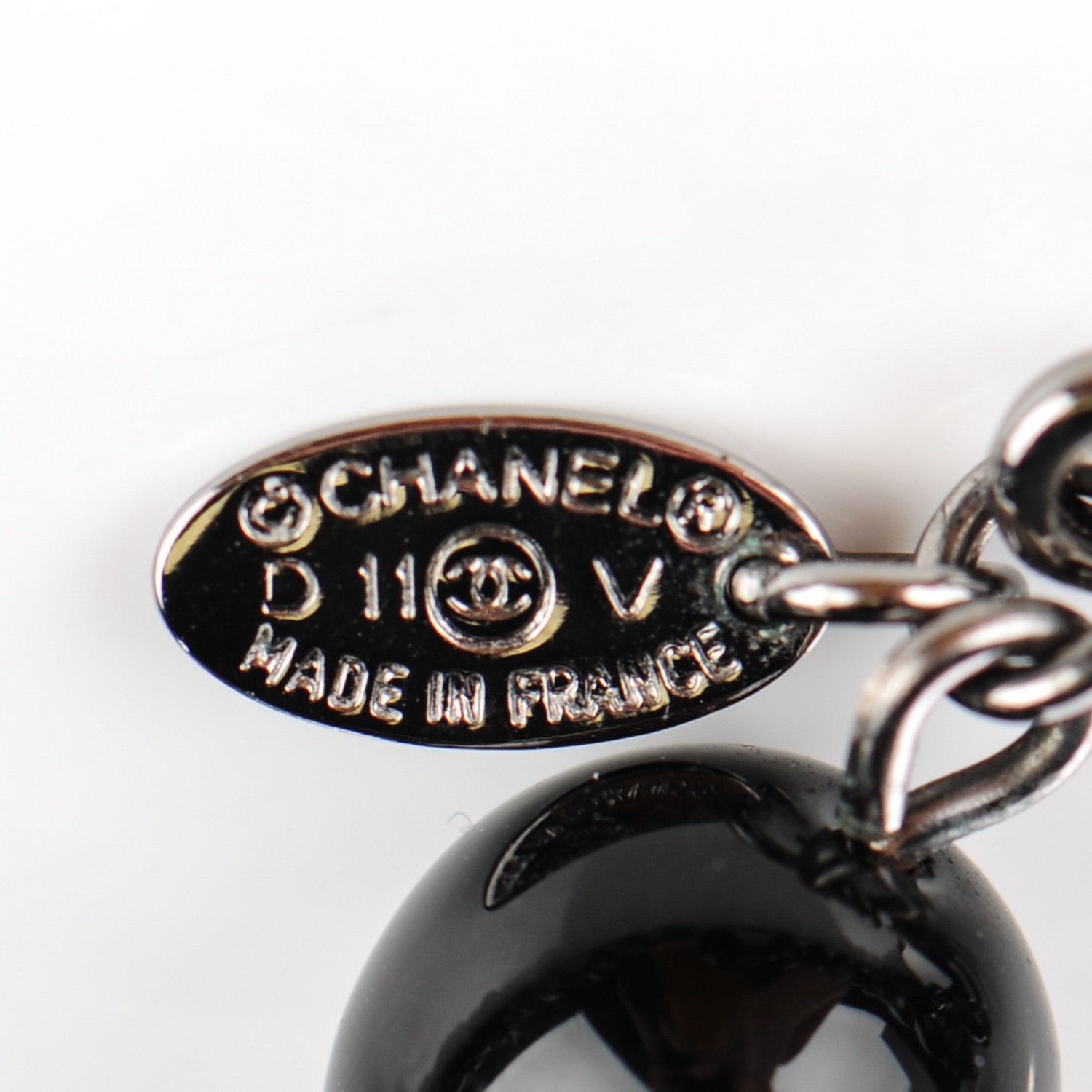Chanel Ruthenium Beaded CC Long Necklace Black 5 of 6