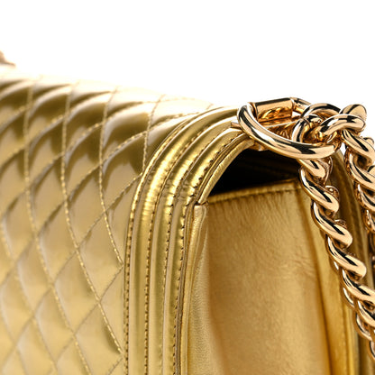 Chanel Metallic Patent Calfskin Quilted Medium Boy Flap Gold 15 of 16