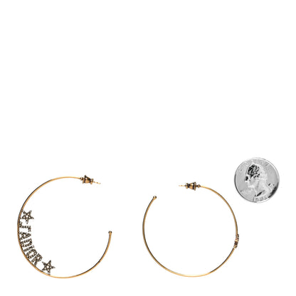 Christian Dior Metal Crystal J'Adior Hoop Earrings Aged Gold 2 of 4