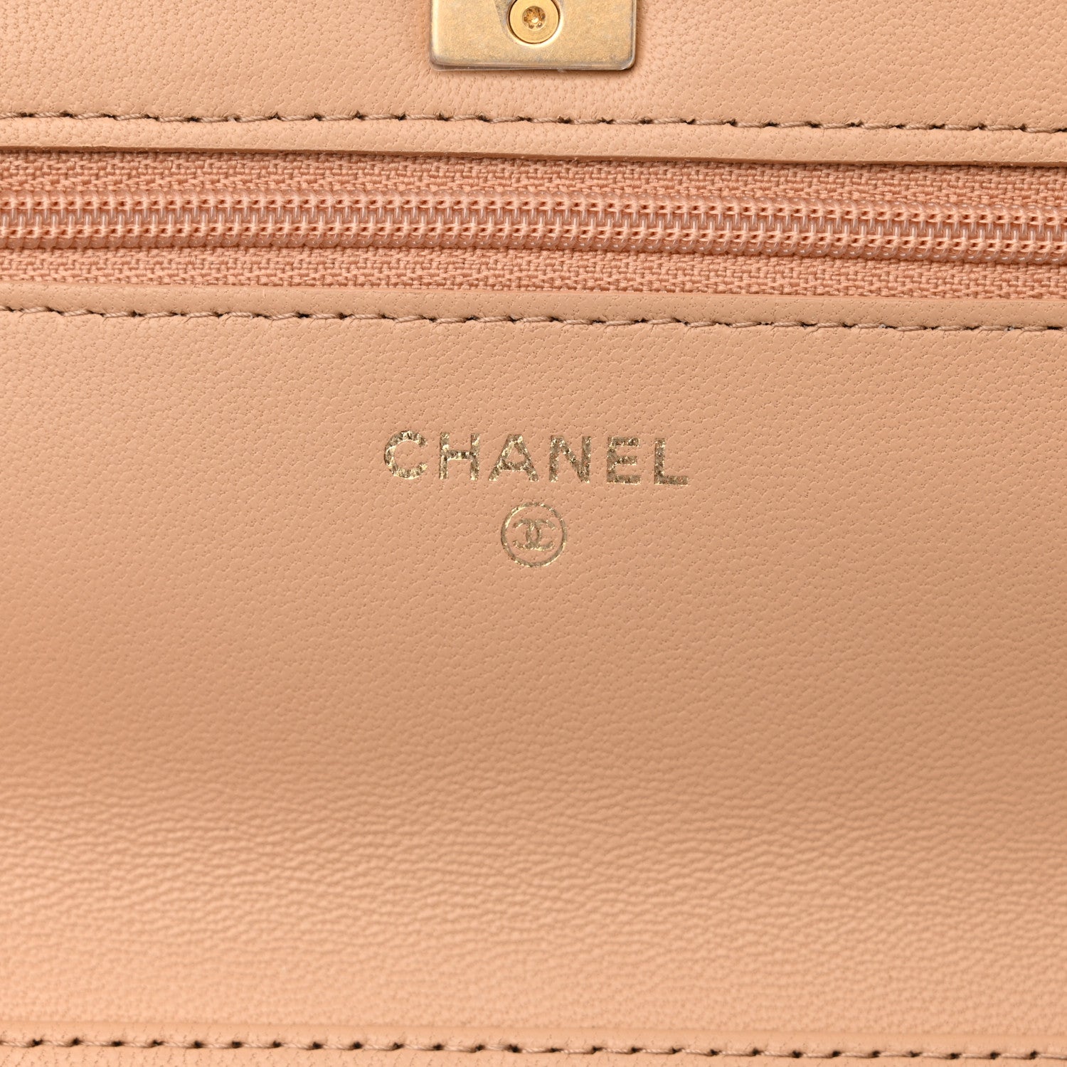 Chanel Lambskin Quilted CC Pearl Crush Wallet on Chain WOC Beige 8 of 13