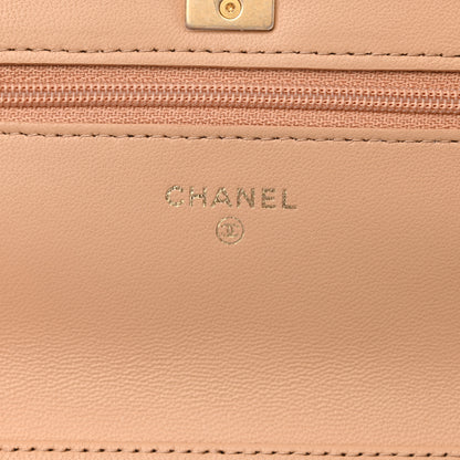 Chanel Lambskin Quilted CC Pearl Crush Wallet on Chain WOC Beige 8 of 13