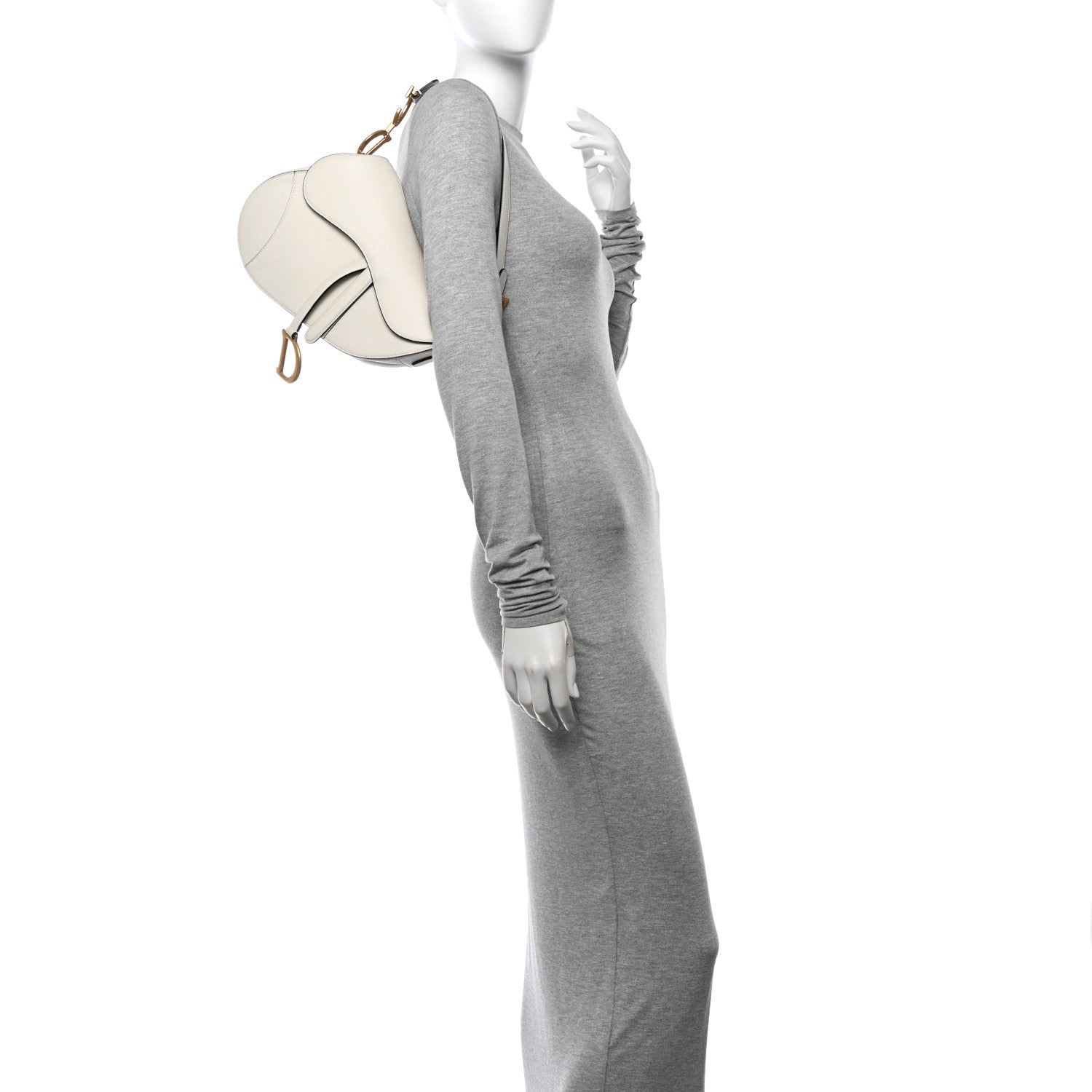 Christian Dior Grained Calfskin Saddle Bag White 2 of 11