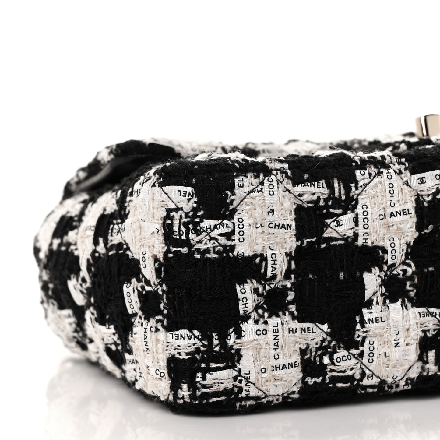 Tweed Quilted Mini Rectangular Flap Black Ecru White