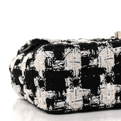 Chanel Tweed Quilted Mini Rectangular Flap Black Ecru White 8 of 9