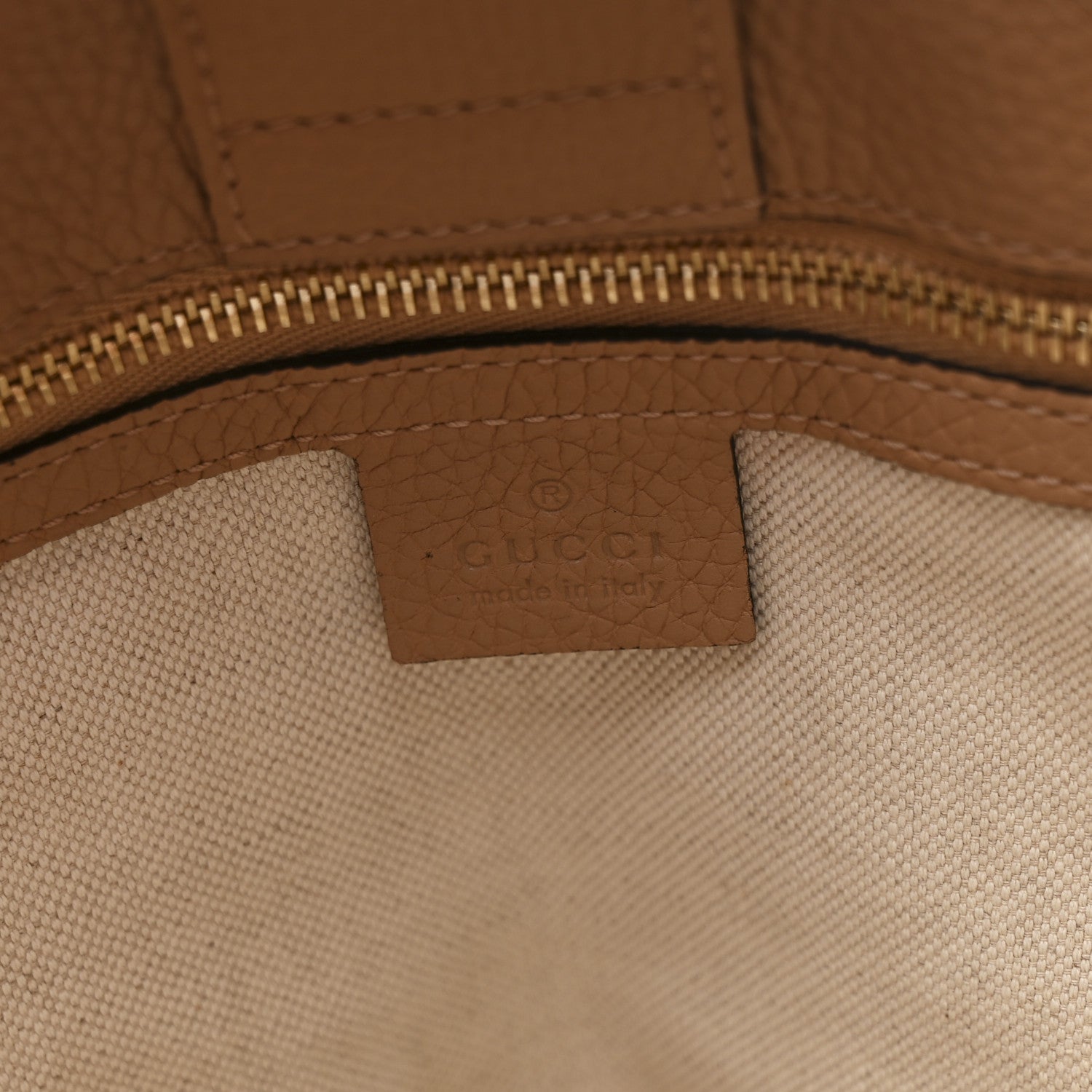 Gucci Pebbled Calfskin Medium Bamboo Shopper Tote Camelia 7 of 13