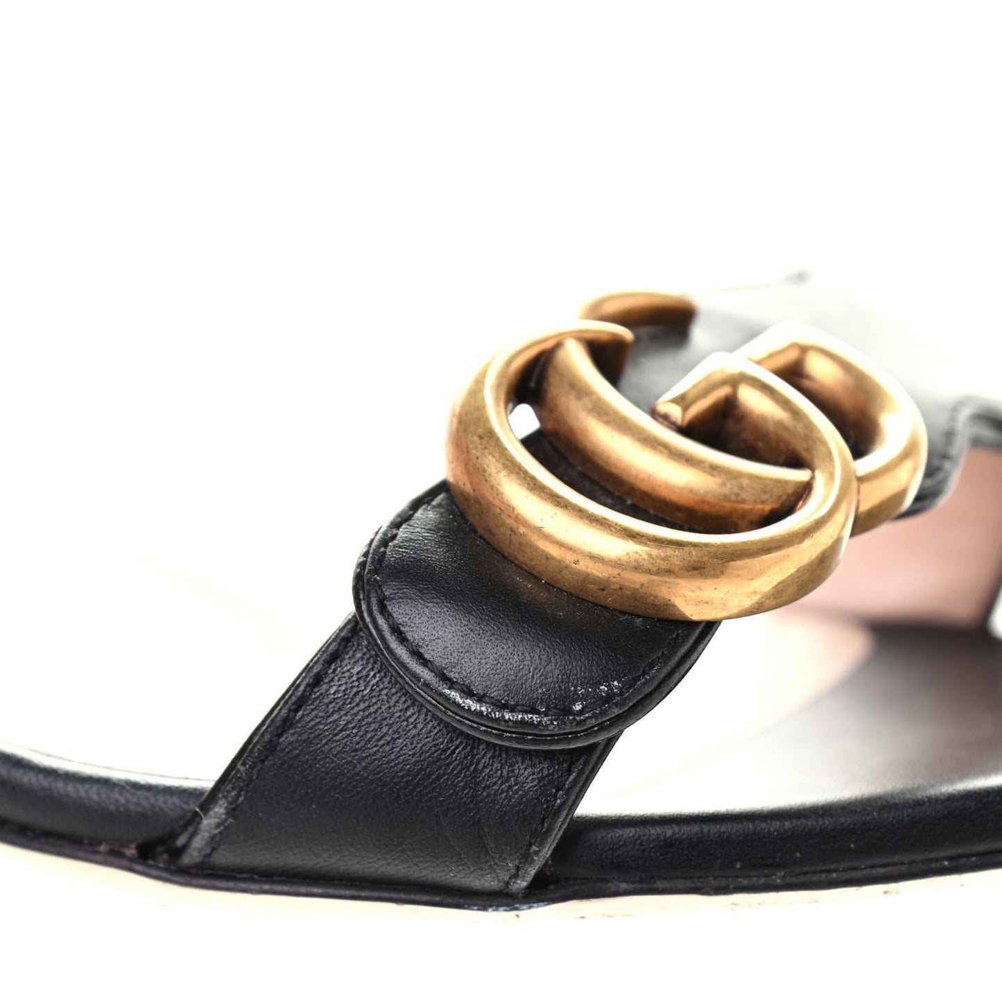 Lifford Calfskin GG Marmont Ankle Wrap 75mm Sandals 38 Black