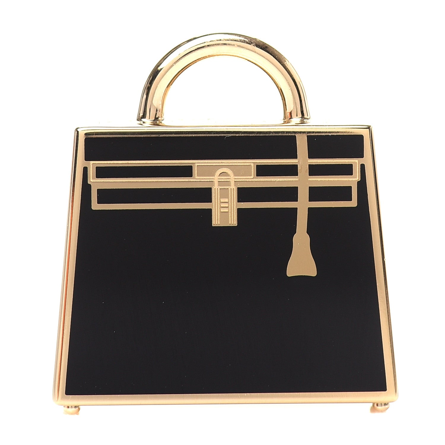 Hermes Lacquered Permabrass Kelly Curiosite Charm Black 1 of 5