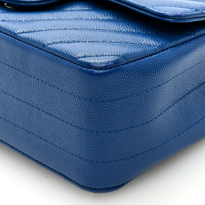 Chanel Caviar Chevron Quilted Mini Rectangular Flap Blue 9 of 10
