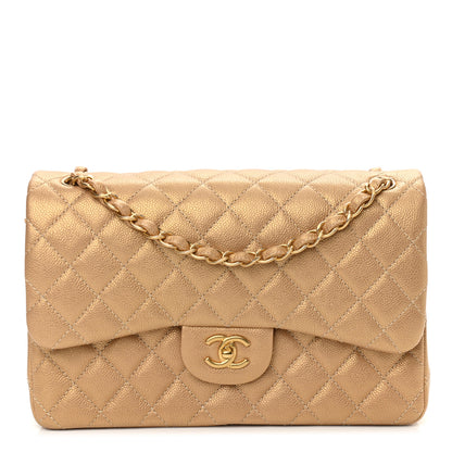 Chanel Pearly Caviar Quilted Jumbo Double Flap Gold 1 of 10