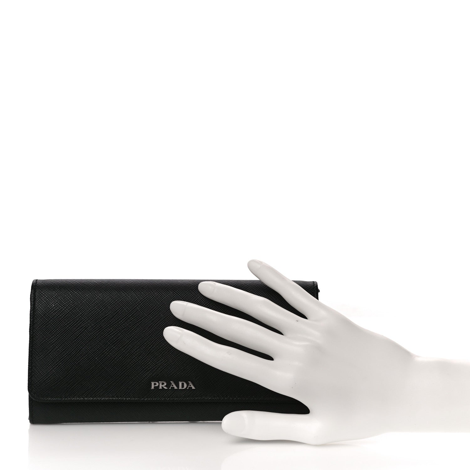 Prada Saffiano Metal Continental Flap Wallet Black Fuoco 3 of 11