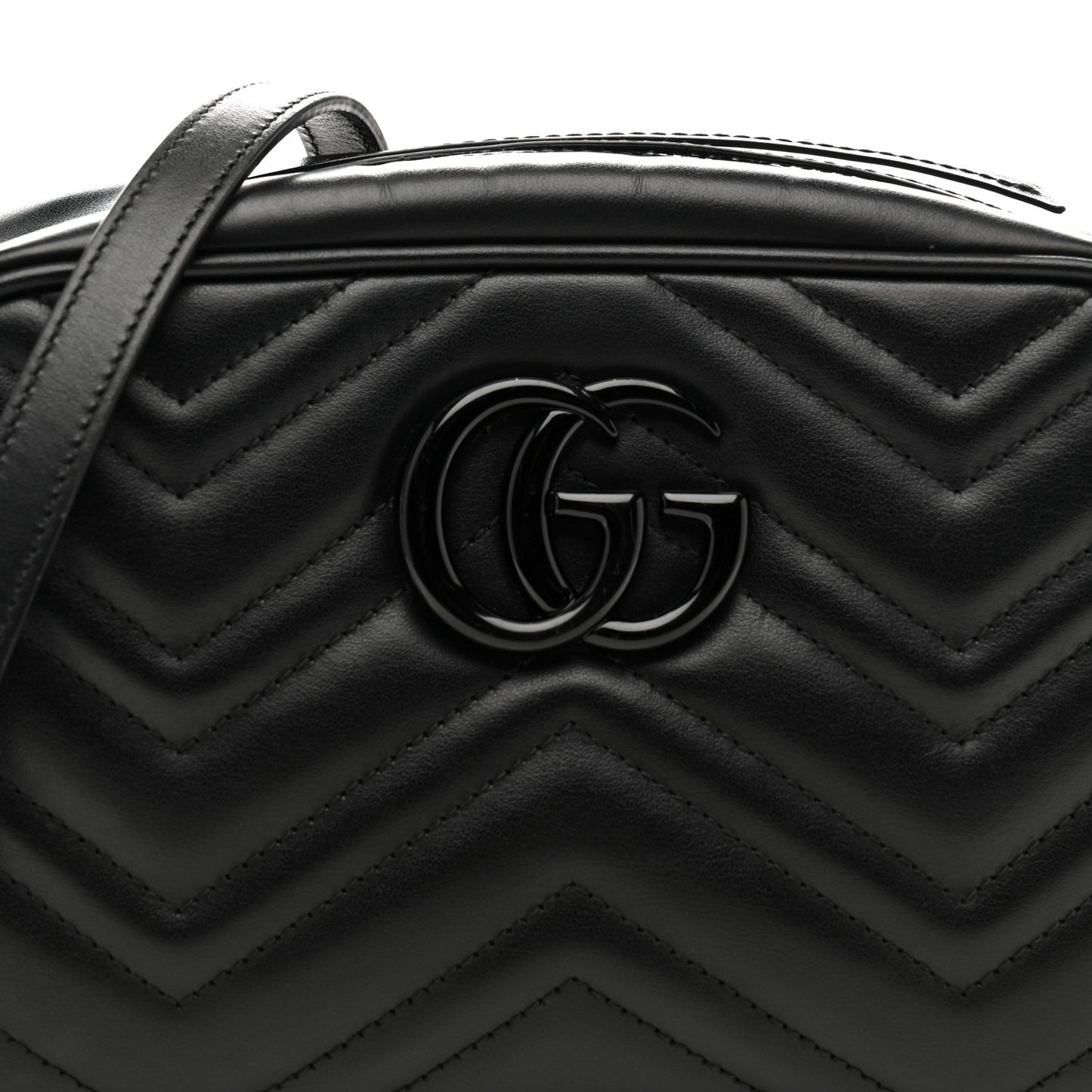 Calfskin Matelasse Monochrome Small GG Marmont Chain Shoulder Bag Black