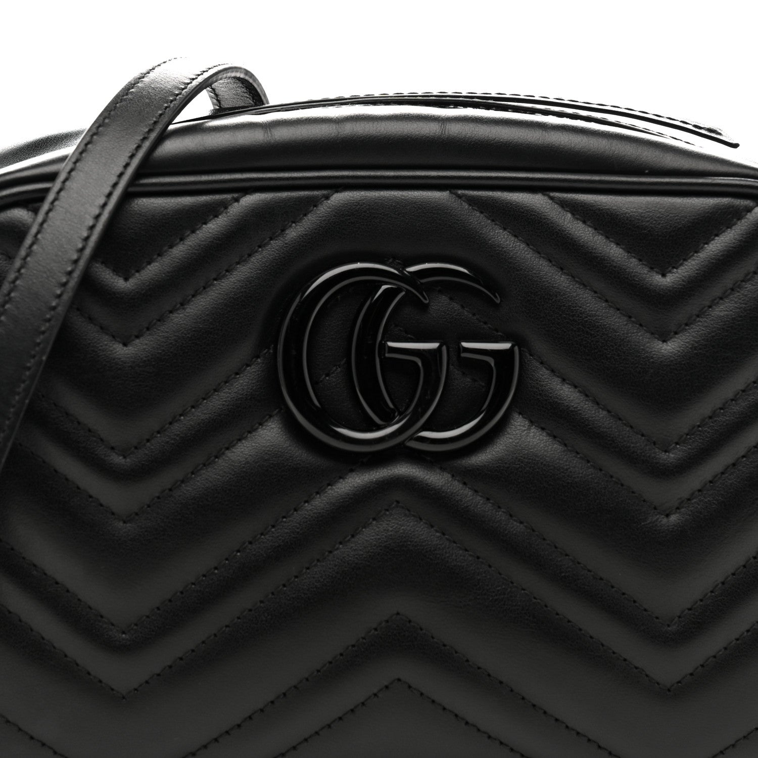 Gucci Calfskin Matelasse Monochrome Small GG Marmont Chain Shoulder Bag Black 8 of 16