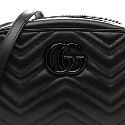 Gucci Calfskin Matelasse Monochrome Small GG Marmont Chain Shoulder Bag Black 8 of 16
