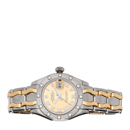 Rolex 18K White Yellow Gold Diamond 29mm Pearlmaster Datejust Watch Champagne 80319 2 of 4
