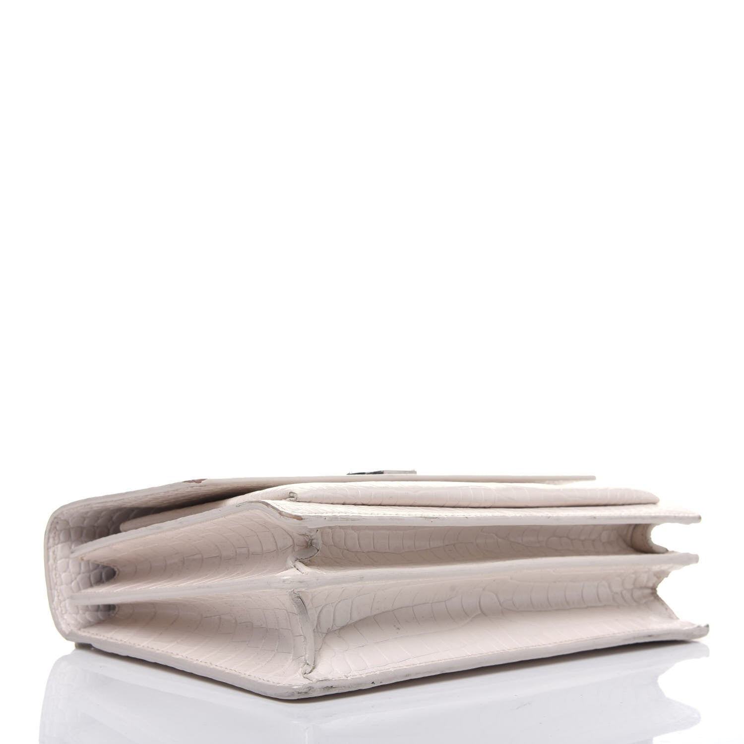 Saint Laurent Calfskin Crocodile Embossed Medium Monogram Sunset Blanc Vintage 4 of 23