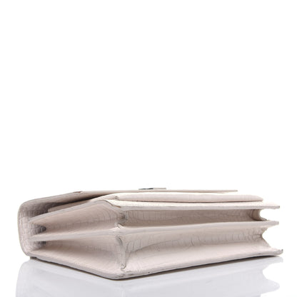 Saint Laurent Calfskin Crocodile Embossed Medium Monogram Sunset Blanc Vintage 4 of 23