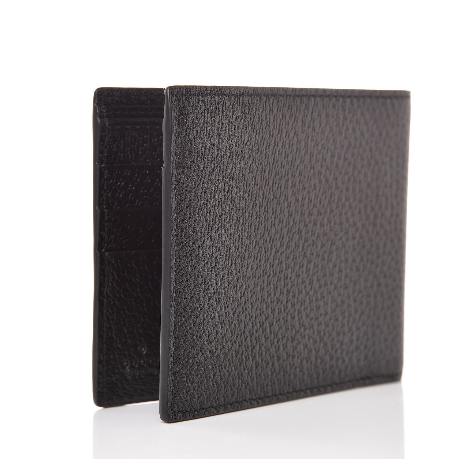 Gucci Calfskin Boar Effect GG Marmont Bi-Fold ID Wallet Black 3 of 8