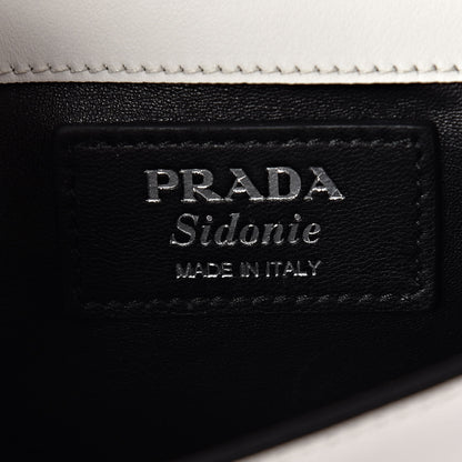 Prada City Calfskin Small Sidonie Shoulder Bag White Black 6 of 8