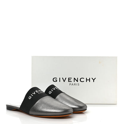 Givenchy Metallic Calfskin Bedford Logo Mule Slides 36.5 Black 8 of 8