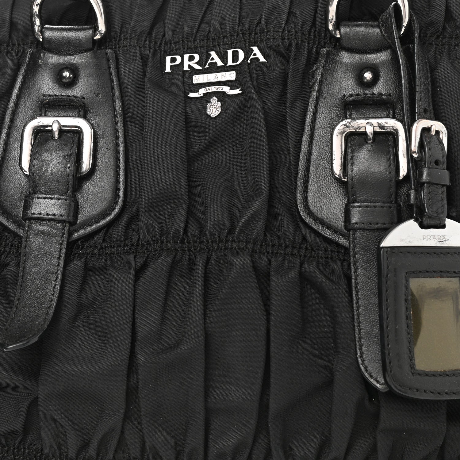 Prada Tessuto Nylon Nappa Braided Gaufre Shopping Satchel Black 7 of 12