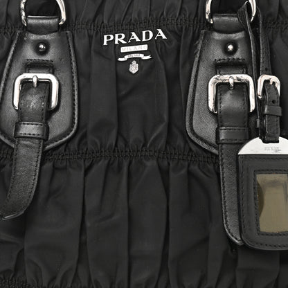 Prada Tessuto Nylon Nappa Braided Gaufre Shopping Satchel Black 7 of 12