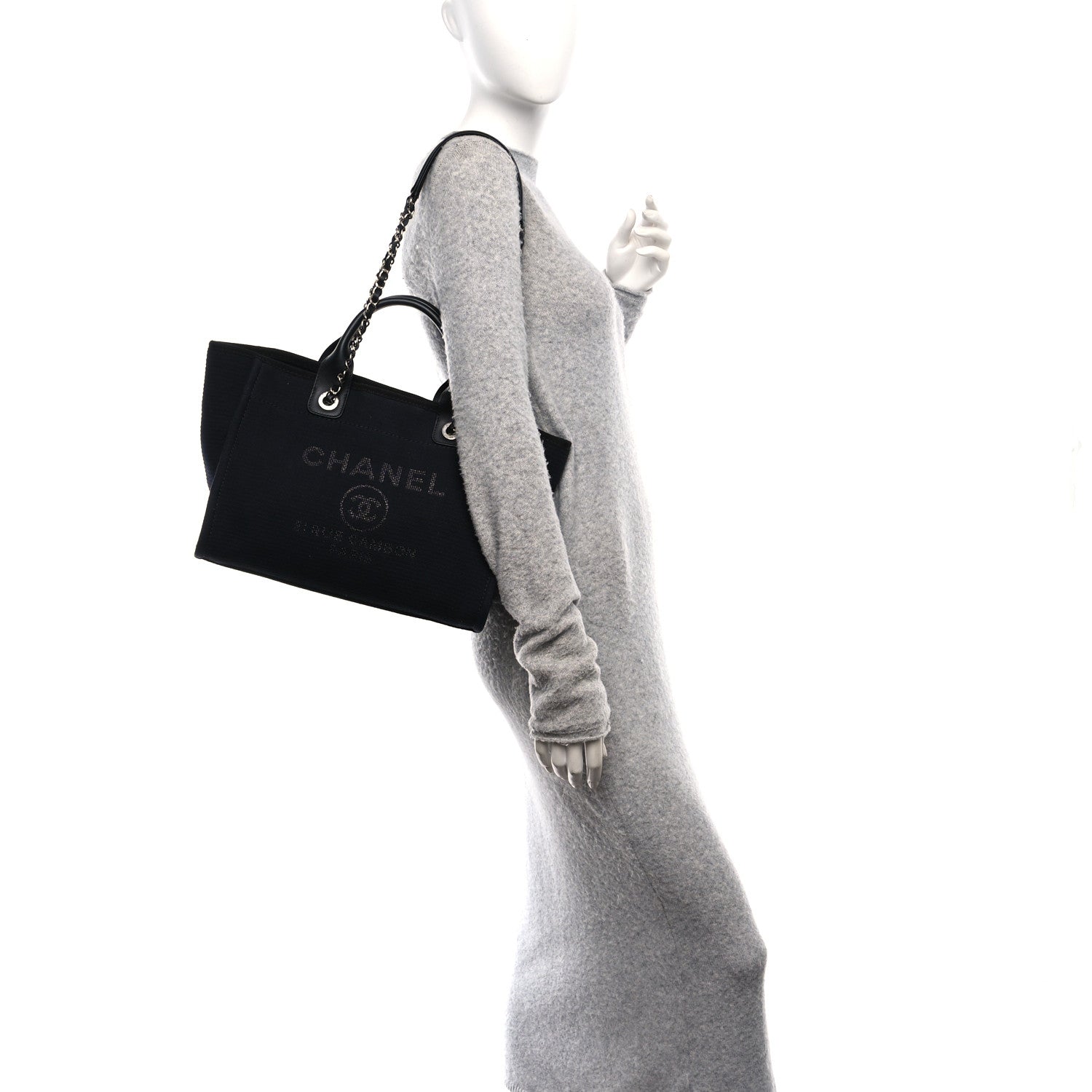Chanel Mixed Fibers Small Deauville Tote Black 2 of 12