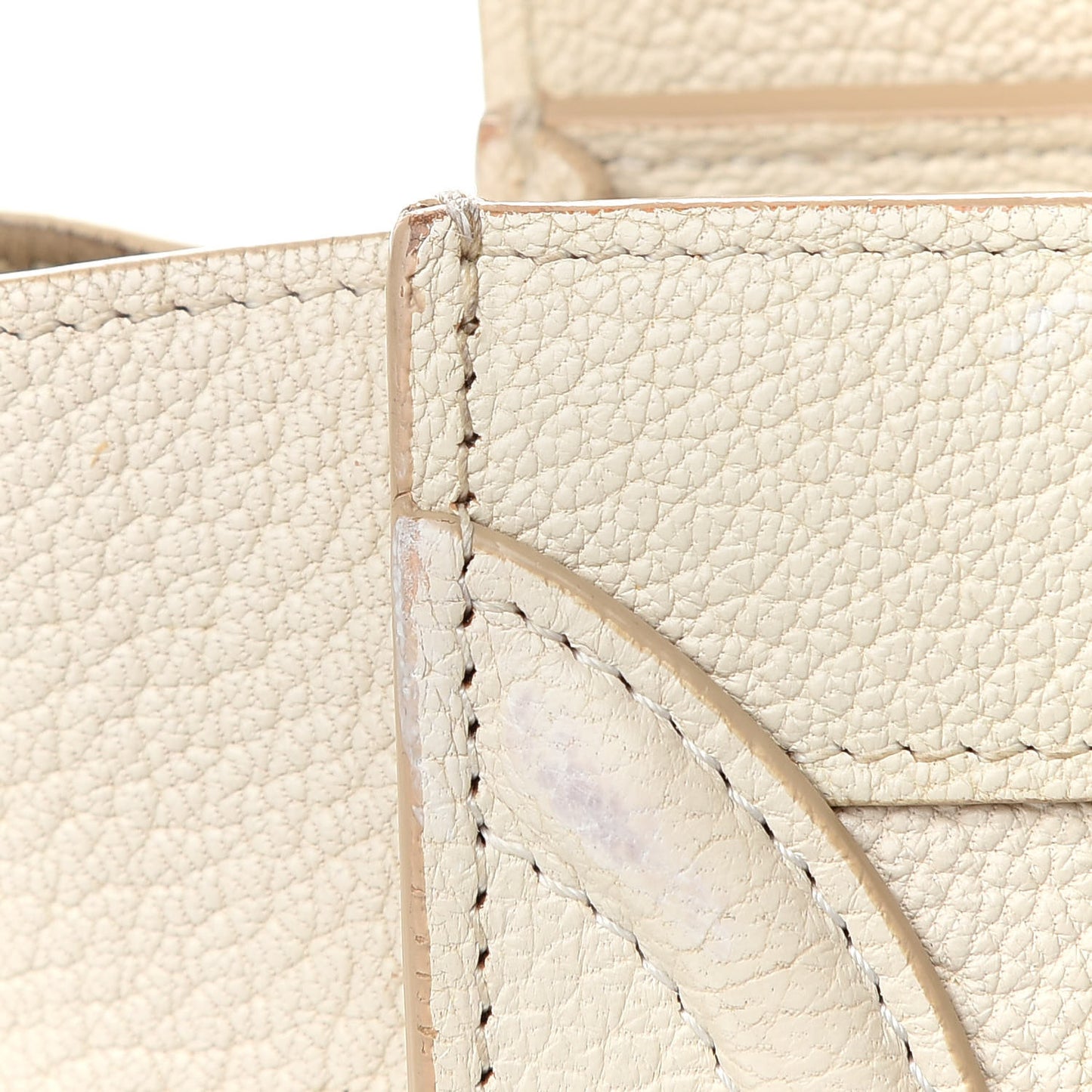 Drummed Calfskin Nano Luggage Ivory