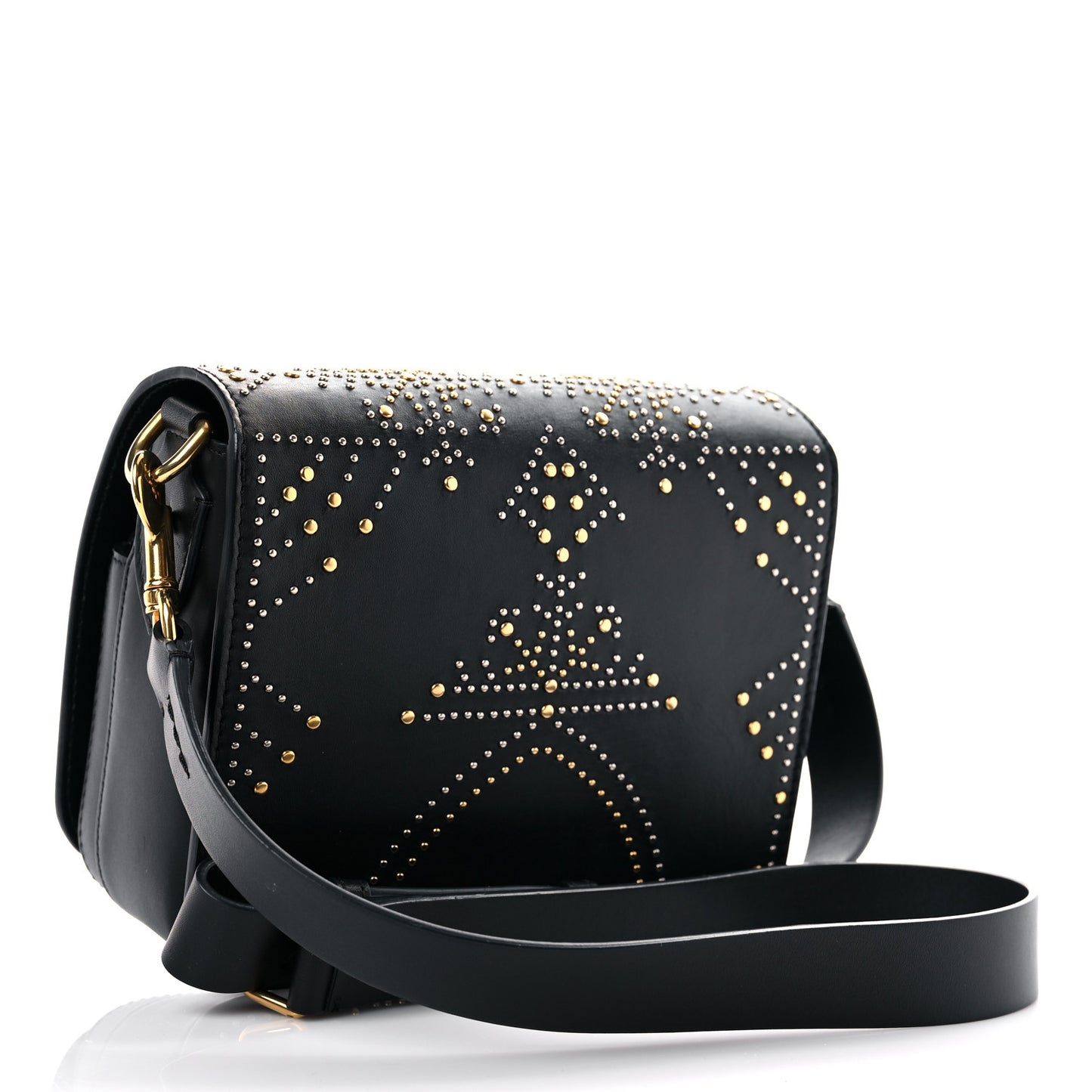 Calfskin Studded Square Satchel Black