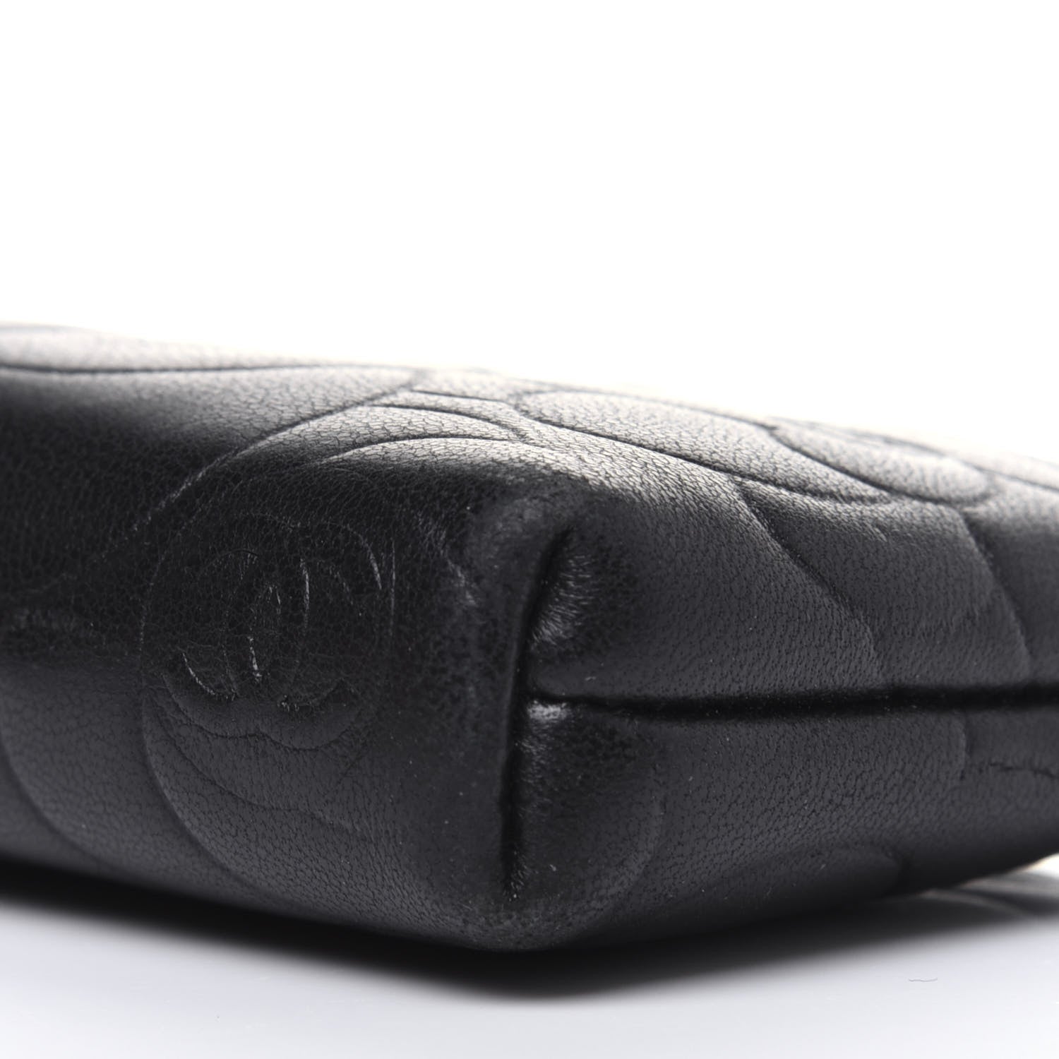 Chanel Lambskin Camellia Embossed Key Holder Case Black 10 of 12