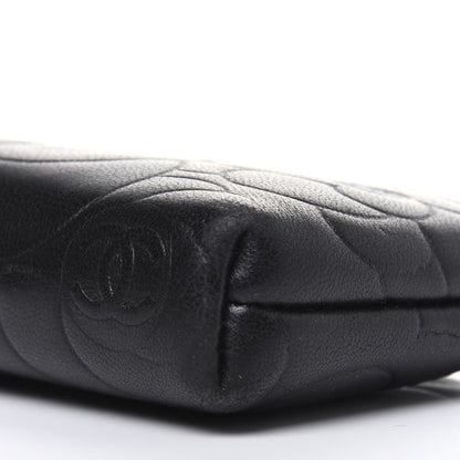 Chanel Lambskin Camellia Embossed Key Holder Case Black 10 of 12