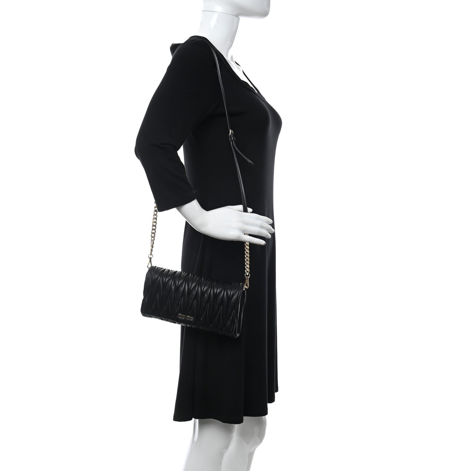 Miu Miu Nappa Matelasse Flap Clutch Black 2 of 9