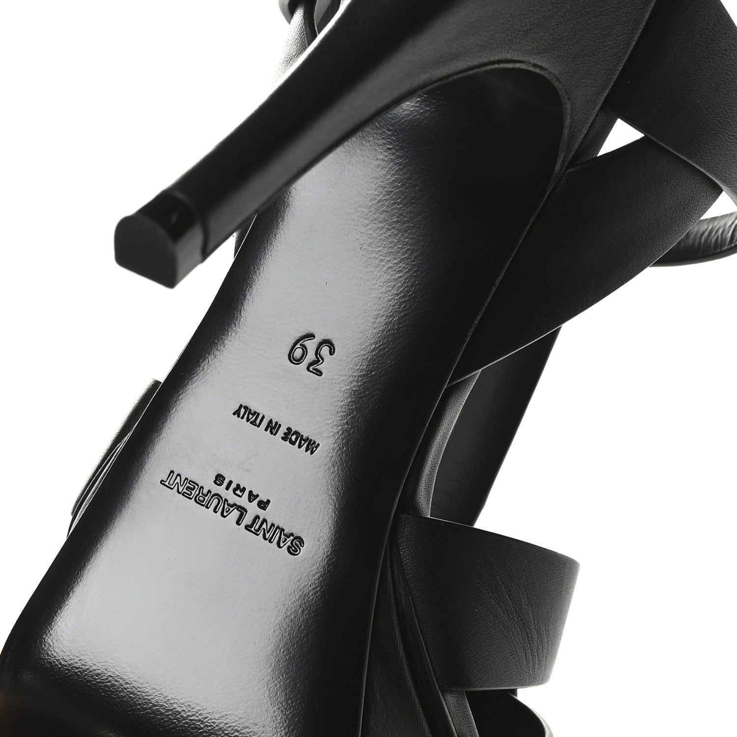 Saint Laurent Calfskin Tribute 75 Platform Sandals 39 Black 7 of 9