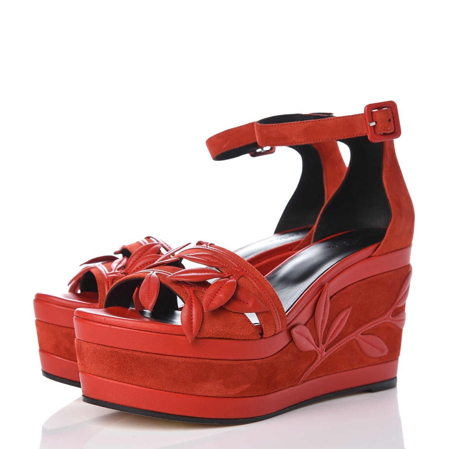 Suede Goatskin Mambo Wedge Sandals 36.5 Jasper Rouge