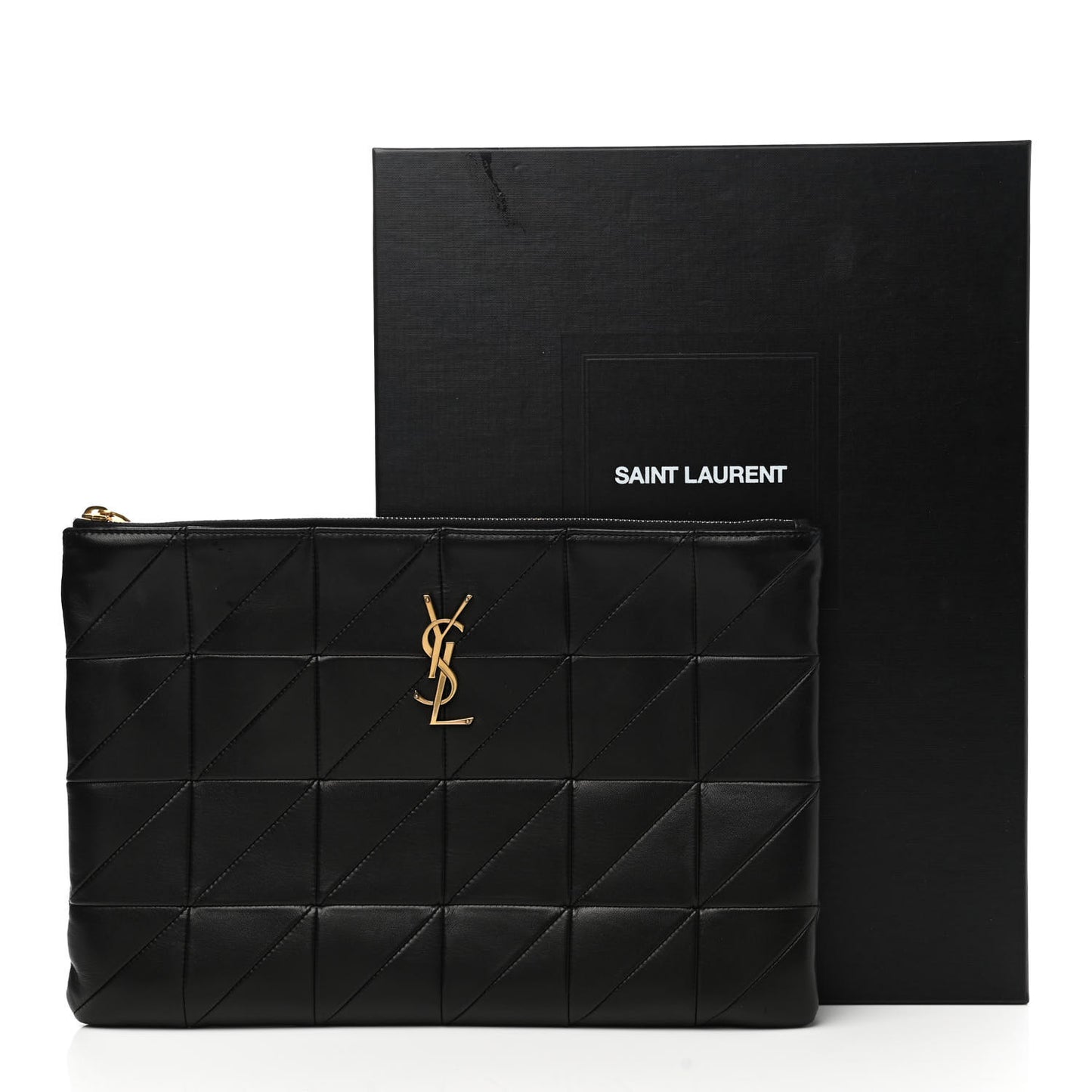 Lambskin Patchwork Monogram Jamie Document Holder Black